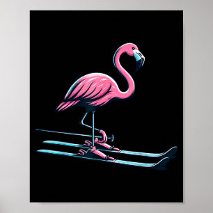 Schattig skiflamingontwerp wintersporten poster