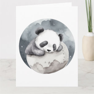 Schattig Slapen Waterverf Baby Panda Kaart