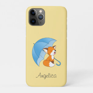 Schattig slapend klein vosje onder paraplu iPhone 11 pro hoesje