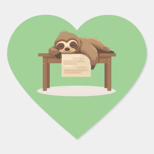 Schattig Sleepy Studeren School Sloth Hart Sticker (Voorkant)