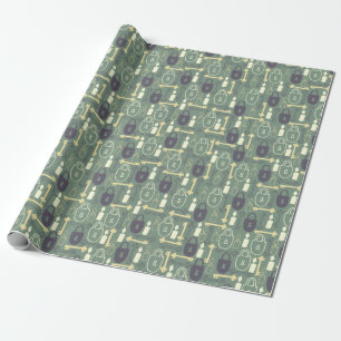 schattig sloten sleutels en kaarsenpatroon cadeaupapier