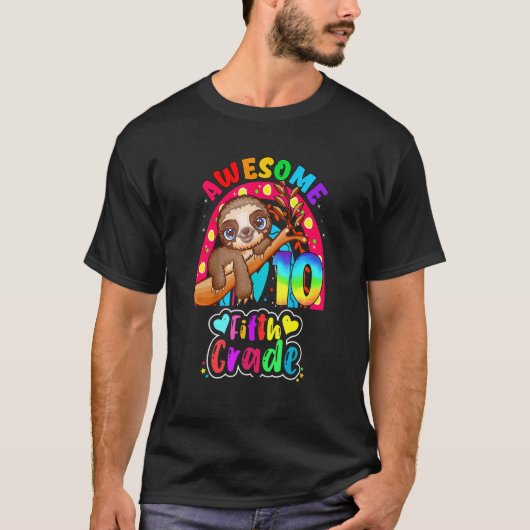 Schattig Sloth 10e verjaardag 5e graad Hier kom ik T-shirt (Voorkant)