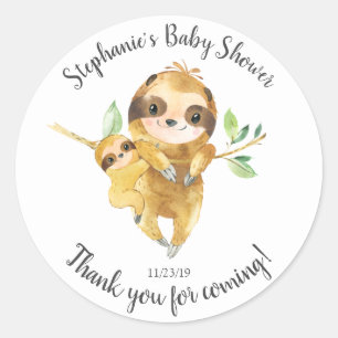 Schattig Sloth Baby shower Favor Sticker