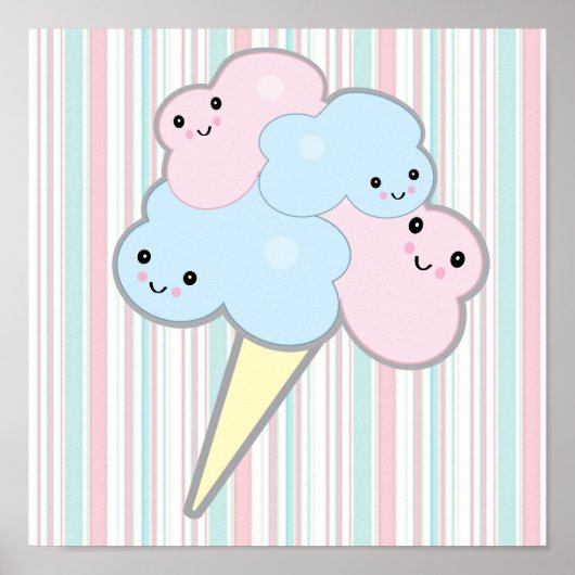 schattig snoep van katoen uit kawaï poster (Voorkant)