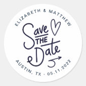 schattig sparen de datum sticker van het monogram (Voorkant)