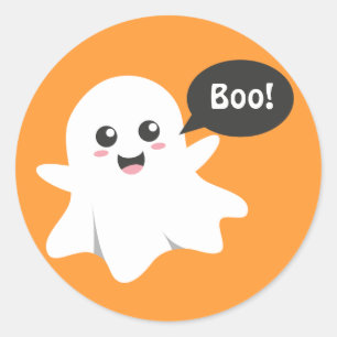 Schattig spook dat Boe zegt, Fijne Halloween Ronde Sticker