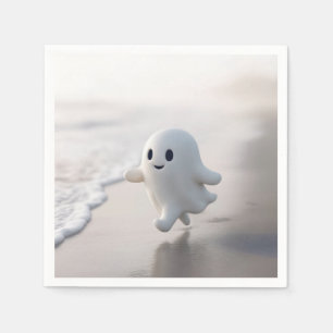 Schattig spook dat over een strand loopt servet