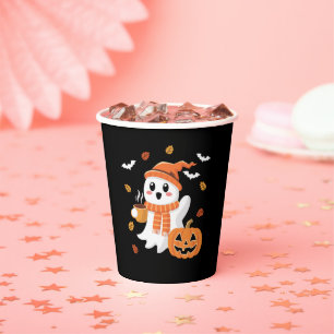 Schattig spook drinkt ijskoude koffie Halloween Papieren Bekers