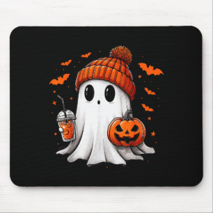 Schattig spook drinkt ijskoude koffie Halloween po Muismat