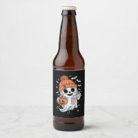 Schattig spook drinkt koffie Halloween ijskoffie