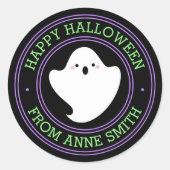 Schattig spook Fijne Halloween van aangepaste naam Ronde Sticker (Voorkant)