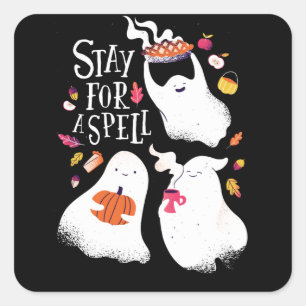 Schattig spook grappig Halloween ontwerp Vierkante Sticker