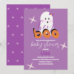 Schattig spook Halloween babyshower retro script u Kaart