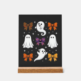 Schattig spook met strikken Halloween-ontwerp_1 Acryl Bord