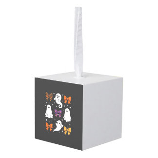 Schattig spook met strikken Halloween ontwerp_1 Kubus Ornament
