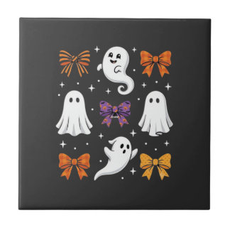 Schattig spook met strikken Halloween ontwerp_1 Tegeltje