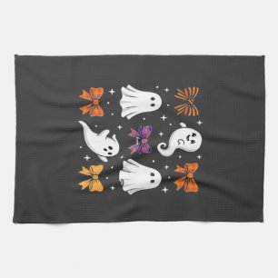 Schattig spook met strikken Halloween-ontwerp_1 Theedoek