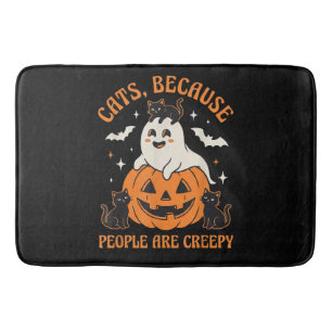 Schattig spook met zwarte katten en pompoen Hallow Badmat