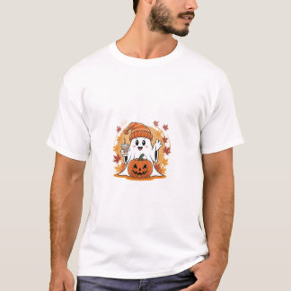 Schattig spook Oranje muts Pompoen Iced Coffee Her T-shirt