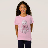Schattig spook roze gingham t-shirt (Voorkant volledig)