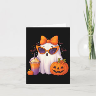 Schattig spookachtig spook dat pompoenijskoffie dr kaart