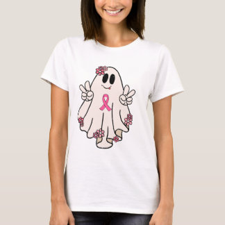 Schattig spookbeeld vredesteken borstkanker Hallow T-shirt