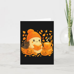 Schattig spookboek voor boekenliefhebbers Herfst H Kaart