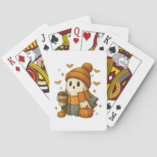 Schattig spookdrinkt koffie Halloween Pokerkaarten