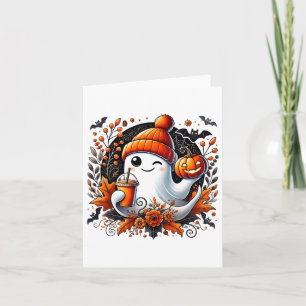 Schattig spookdrinkt koffie Halloween thema grieze Kaart