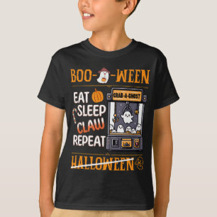 Schattig spookje eet slaap klauw machine griezelig t-shirt