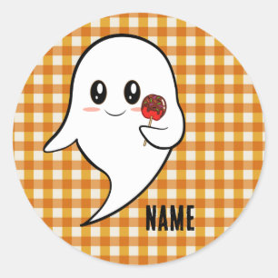 Schattig spookje met geglazuurde appel ronde sticker