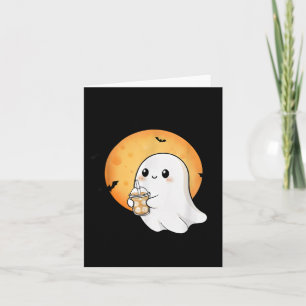 Schattig spookje met ijskoffie-ijs voor Halloween Kaart