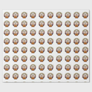 Schattig spookje met pompoen snoep emmer Retro Hal Cadeaupapier