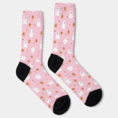 Schattig spookje & pompoen roze Halloween patroon Sokken (Rechts)