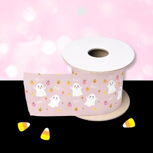 Schattig spookpatroon roze Halloween lint