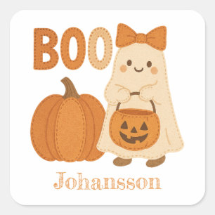Schattig spooky pompoen vilt Kawaii Halloween Vierkante Sticker