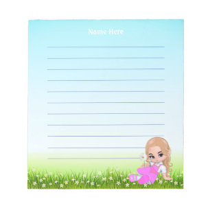 Schattig sprookje en bloemen in lijnen notitieblok