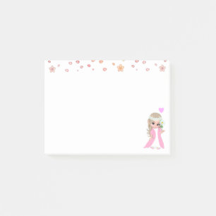 Schattig sprookje en bloemen op wit post-it® notes