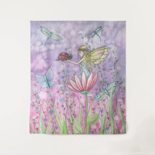 Schattig sprookje met lieveheersbeestje watercolor wandkleed