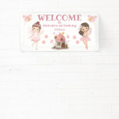 schattig sprookjes meisje 1e verjaardag roze welko spandoek (Insitu)