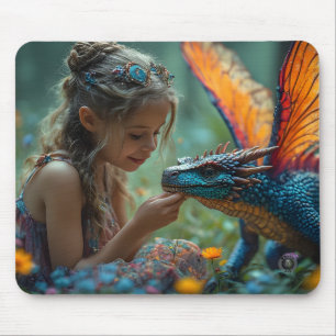 Schattig Sprookjesblauw Draakontwerp Muismat