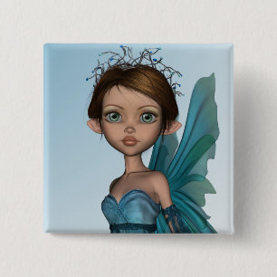Schattig sprookjesfiguur vierkante button 5,1 cm