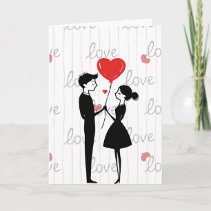 Schattig Stel Liefde Ballon Valentijnsdag Vouw Kaa Feestdagen Kaart