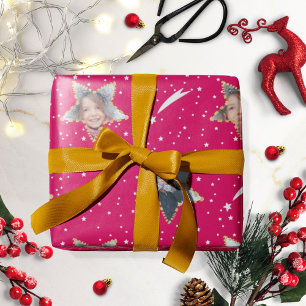Schattig Sterrenpatroon Uw Eigen Foto Kerstmis Cadeaupapier