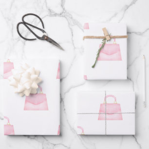 Schattig Stijlvol Roze Aquarel Handtas Patroon Inpakpapier Vel