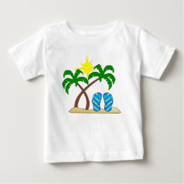 Schattig strand met palmboom baby