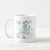 schattig strand octopus add monogram koffiemok (Links)
