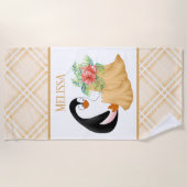 schattig strand pinguïn voeg naam toe strandlaken (Voorkant)