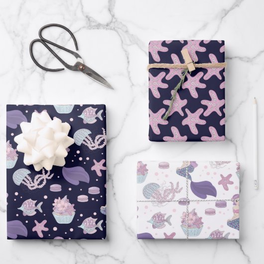 schattig strand zeemeerminpartij inpakpapier vel (Voorkant)