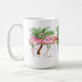 schattig strandroze flamingo voegt naam toe koffiemok (Links)